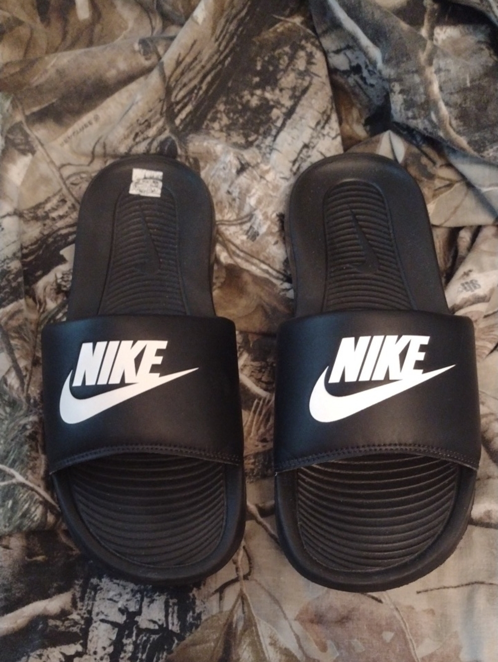 Nike Black Slides with White Logo Size 6 Women's